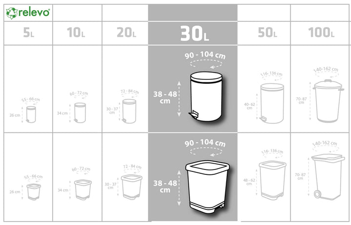 Relevo 100% Recycled Bin Liners, Heavy Duty 30L, 45 Bin Bags with Drawstring