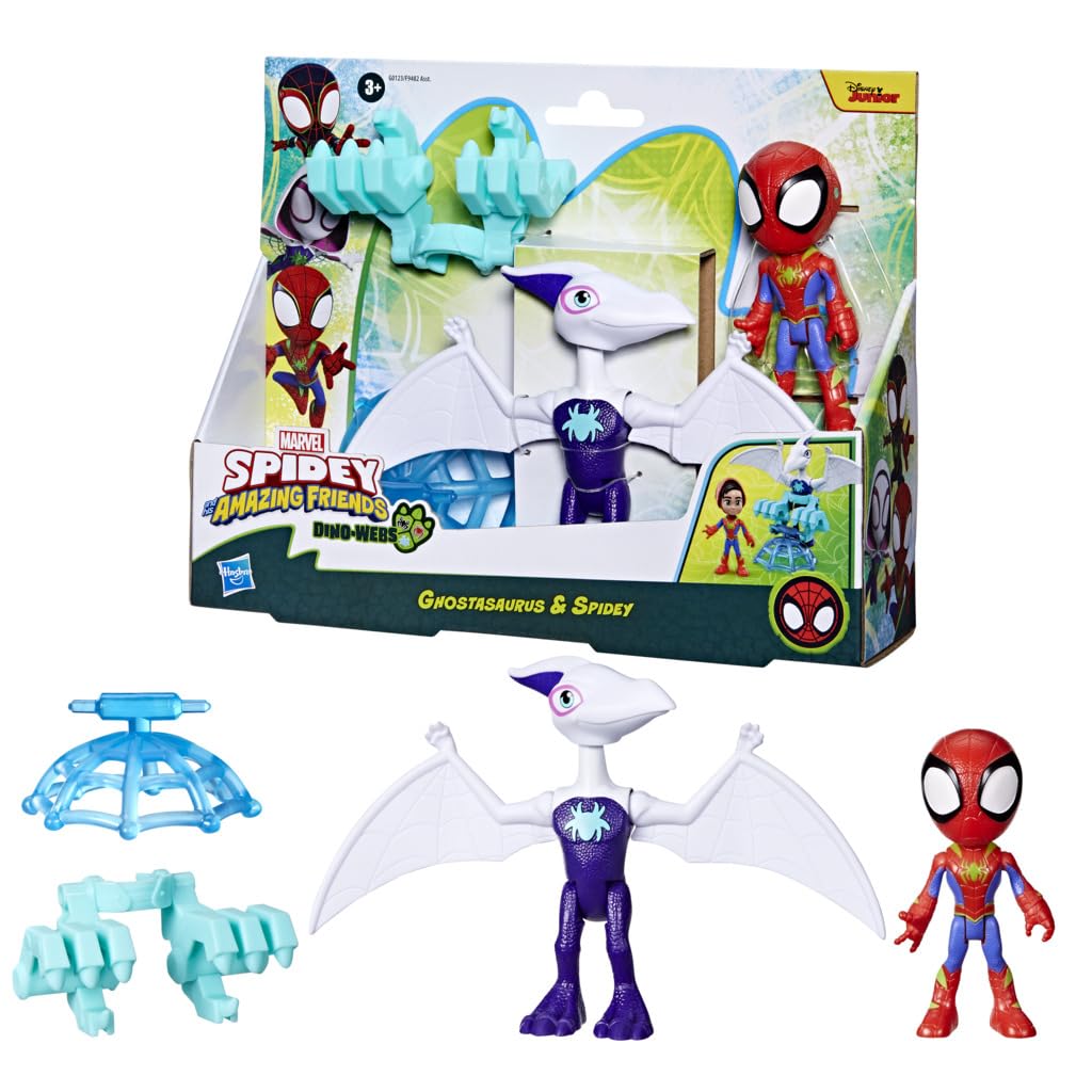 Spidey and His Amazing Friends Ghostasaurus & Spidey Action Figures 2-Pack - Hero Reveal & Dino-Webs Play for Ages 3+ 1