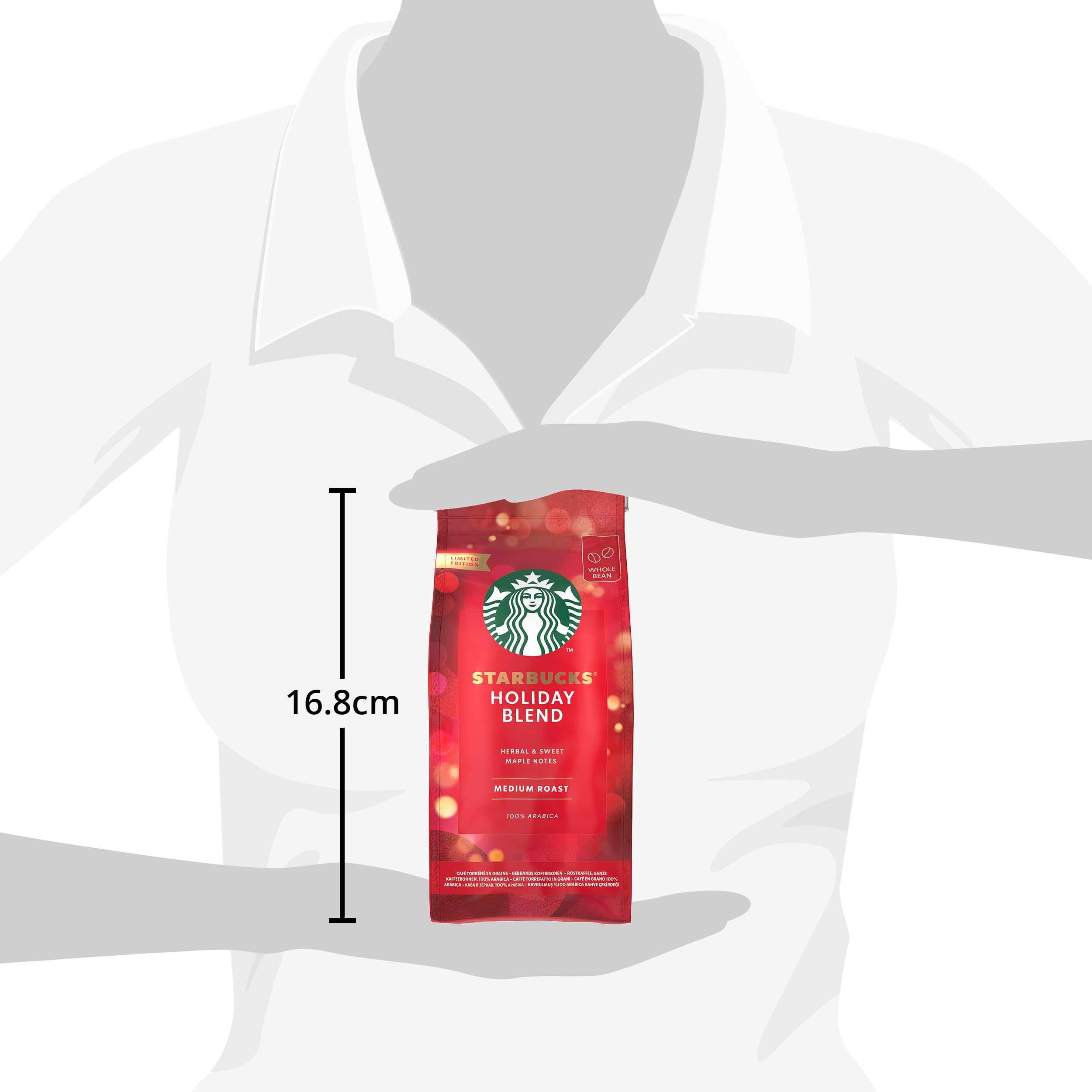 STARBUCKS Holiday Blend Medium Roast Whole Bean Coffee 190g (Pack of 6) 2