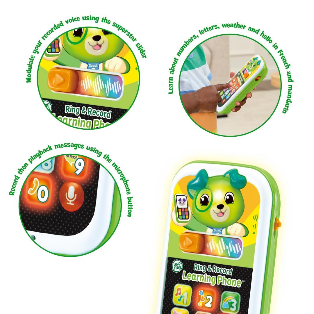 LeapFrog Scout's Ring & Record Learning Phone - Interactive Educational Toy for Toddlers 6m+ 2