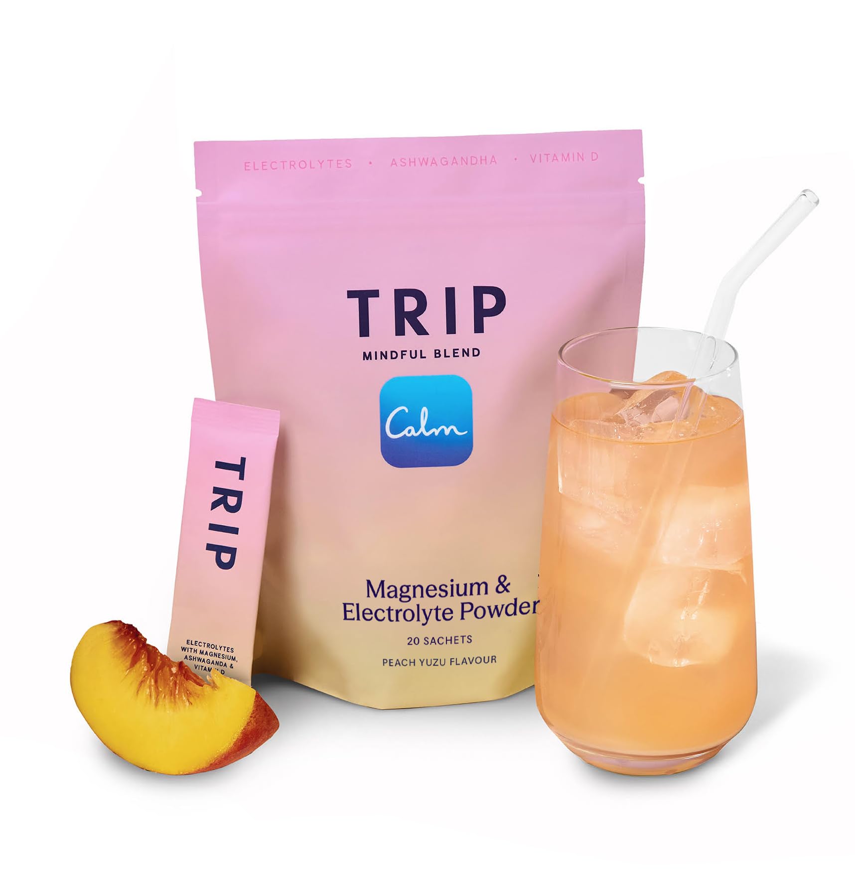TRIP Peach Yuzu Electrolyte Powder - Daily Hydration with Sodium & Magnesium | 20 Servings 1