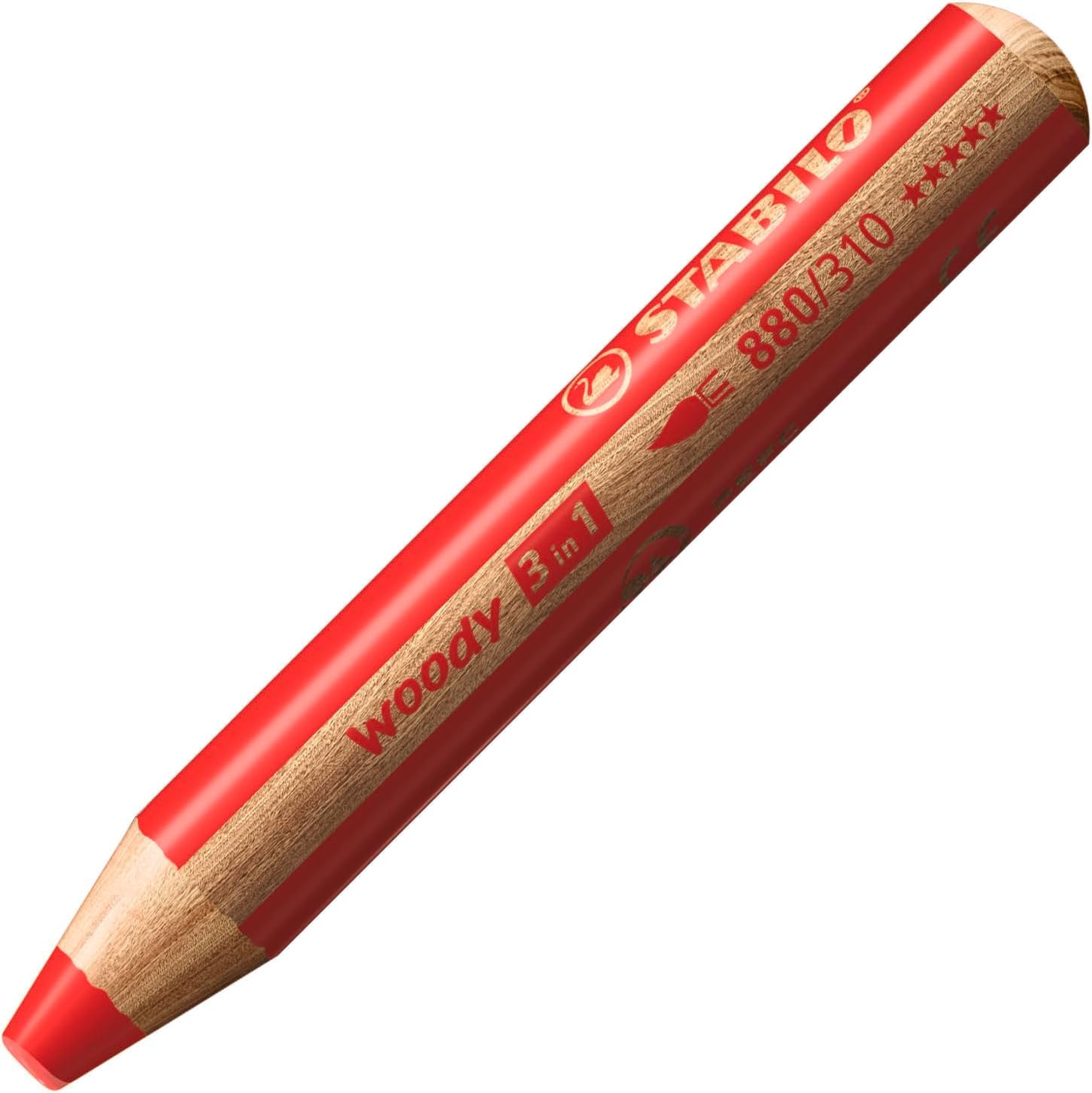 STABILO woody 3-in-1 Pencil Set - 6 Assorted Colors with Sharpener | Water Soluble