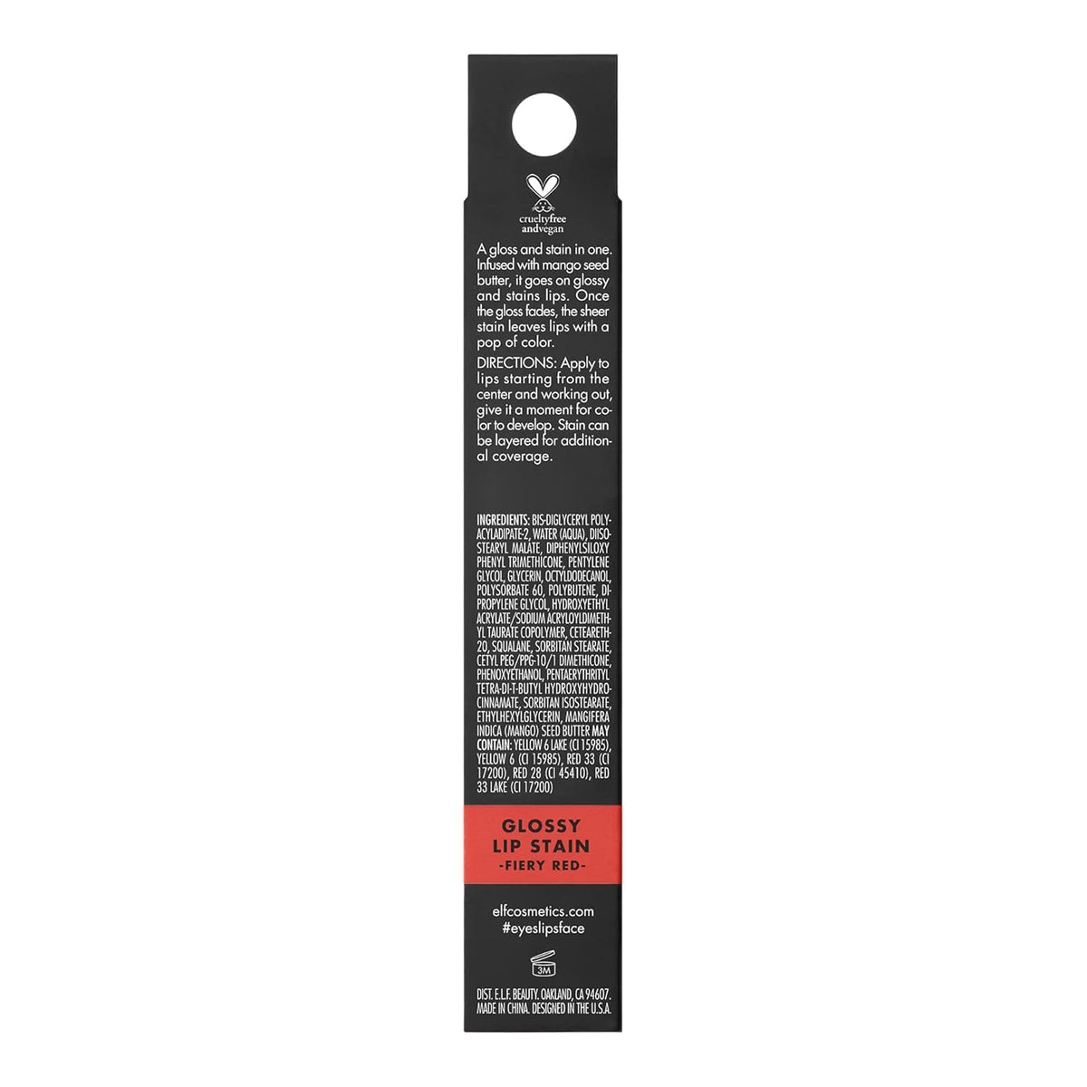 e.l.f. Glossy Lip Stain - Fiery Red, 3 ml