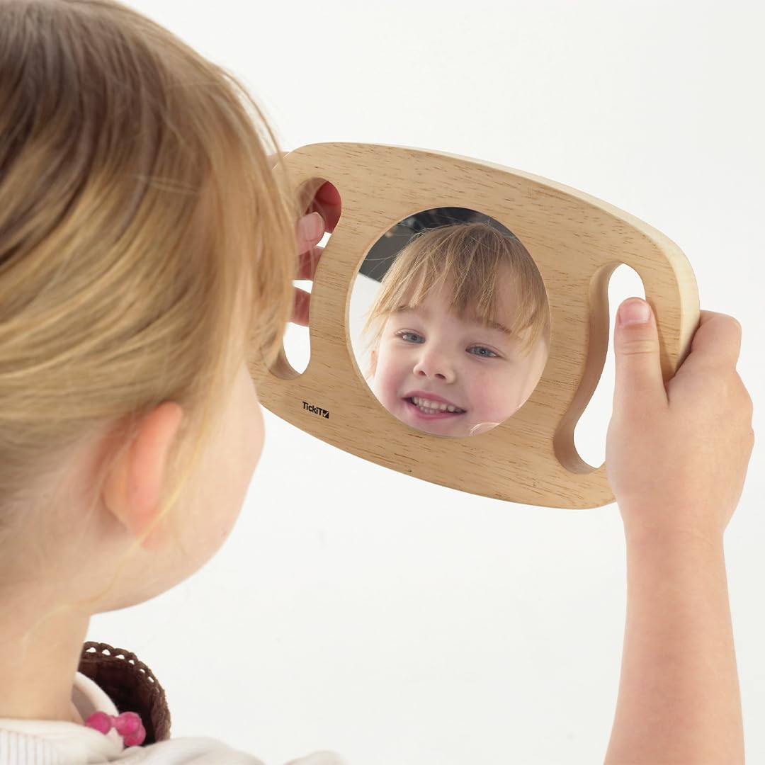 tickit Easy Hold Plane Mirror - Develops Self-Awareness | Rubberwood | 12 Months+ 5