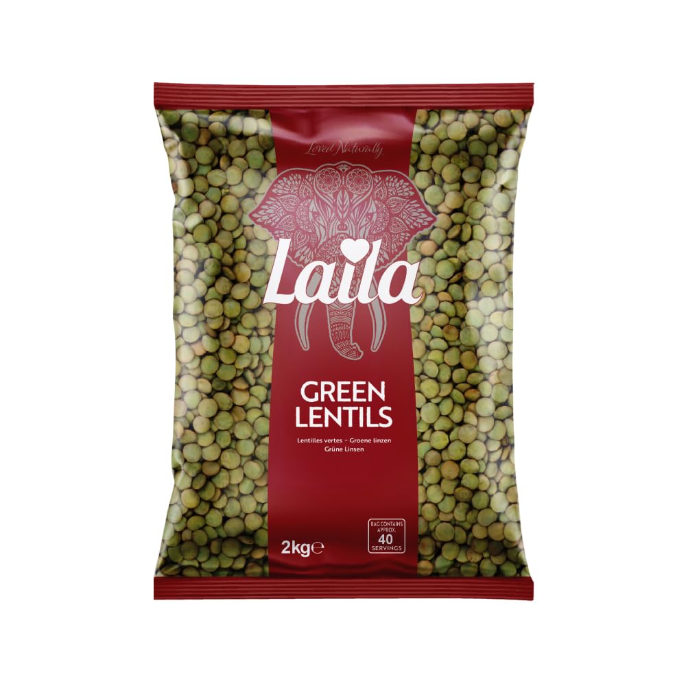 LAILA Green Lentils - Versatile Whole Pulses for Curries & Soups | 2 kg 1