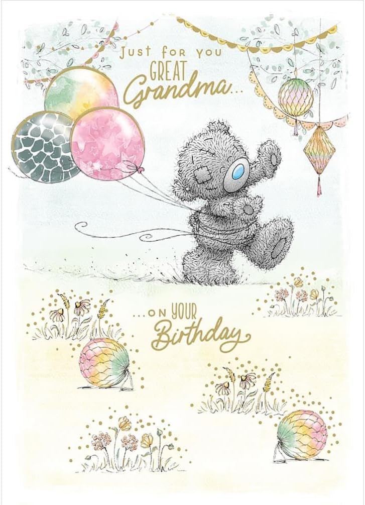 Me To You Tatty Teddy Birthday Card for Great Grandma | 5 x 7 in | Multicolor