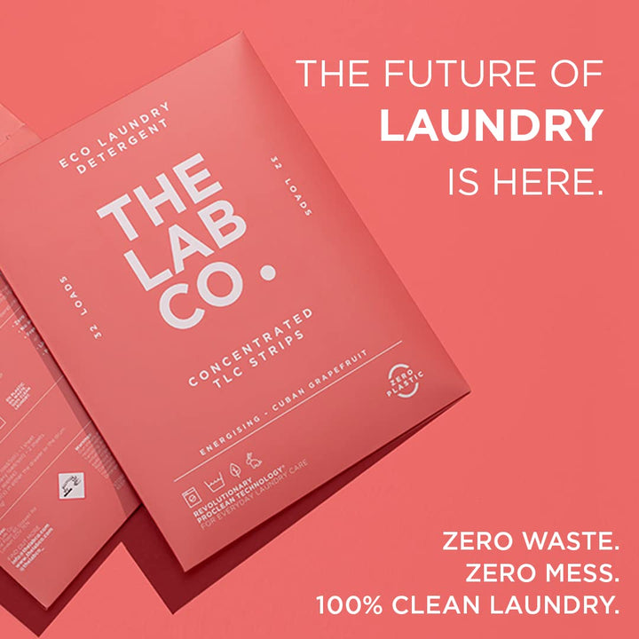 The Lab Co. - Laundry Detergent Strips (32 Loads, Non-Bio, Sensitive Skin, Energising Grapefruit Amber Eucalyptus)