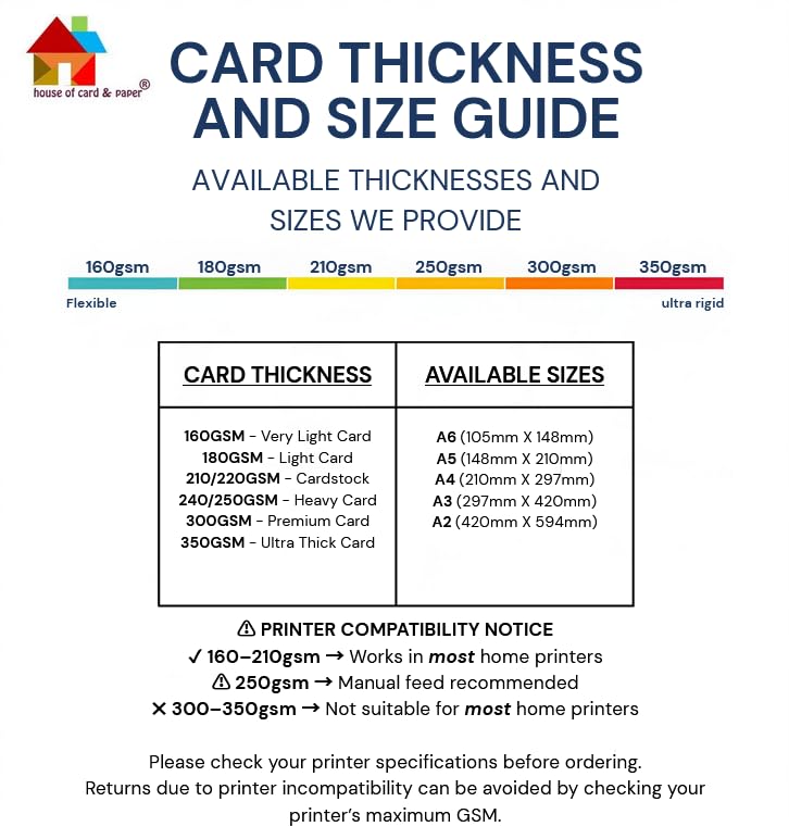 House of Card & Paper 300 GSM Card - White A2 Size | Pack of 25 Sheets 3