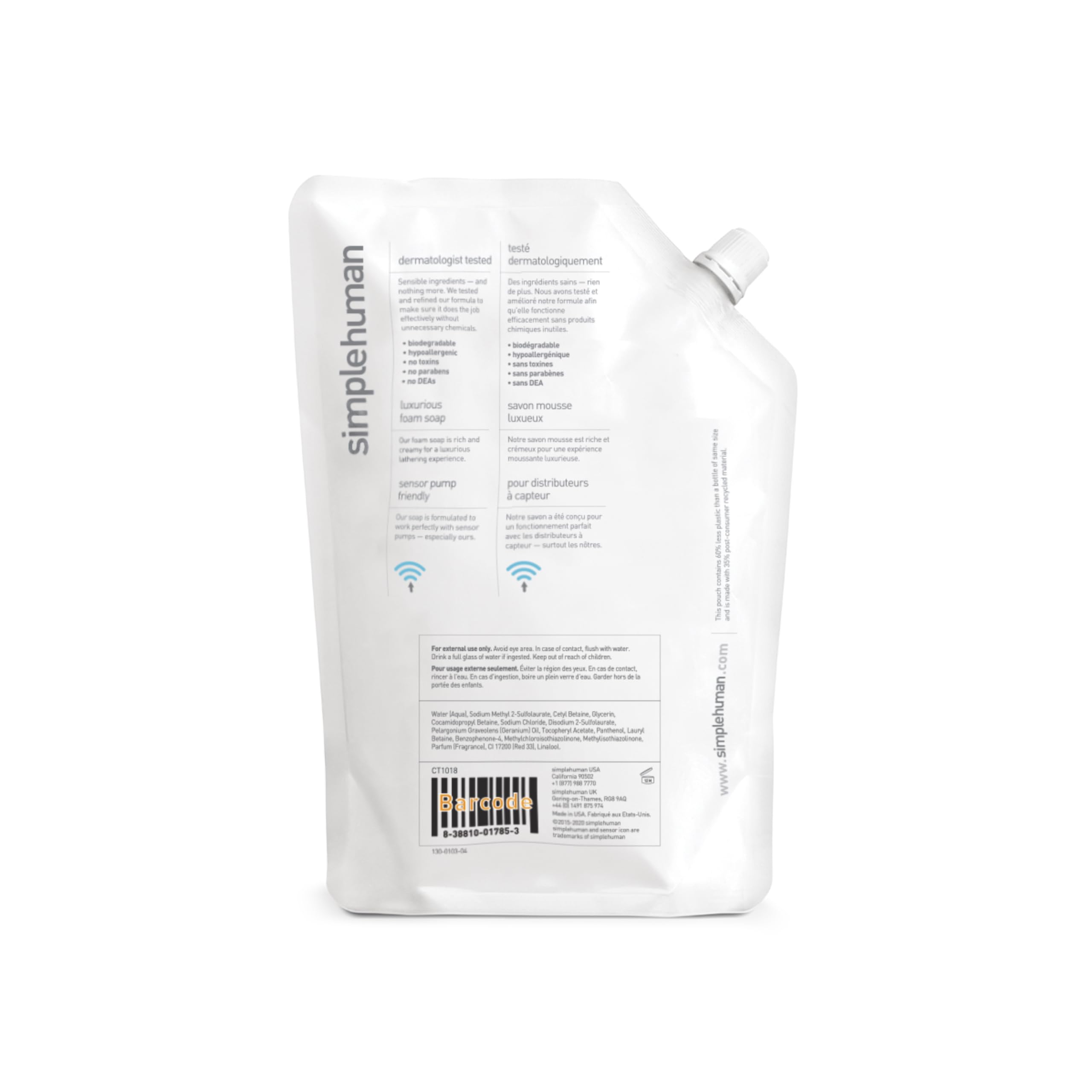simplehuman CT1018 Geranium Hand Wash Liquid Soap - 1L Moisturising Vegan Formula 2