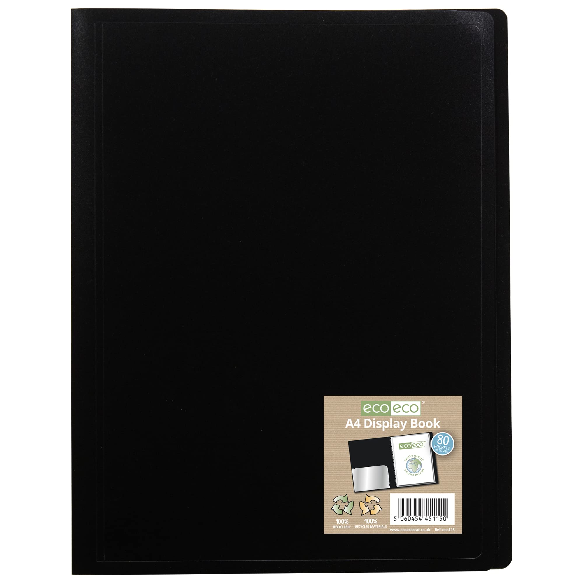 eco-eco A4 80 Pocket Flexible Cover Display Book Folder | 100% Recycled | Black 2