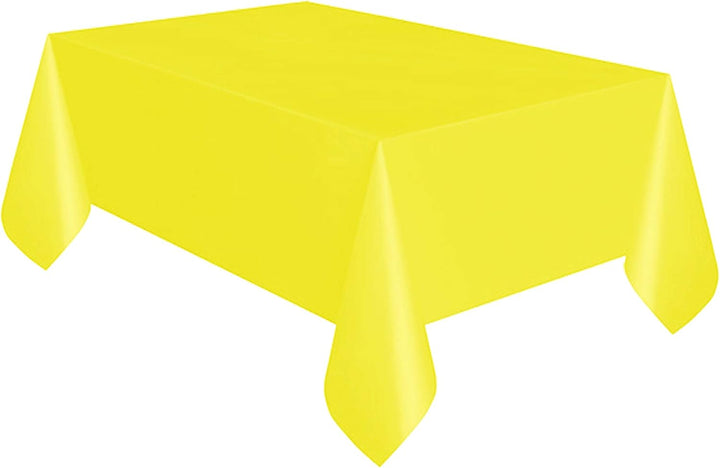 SUNFLOWER YELLOW Plastic Tablecover/Tablecloth {54" x 108"}{137cm x 274cm} - Reusable, Durable, and Vibrant Party Tablecloth