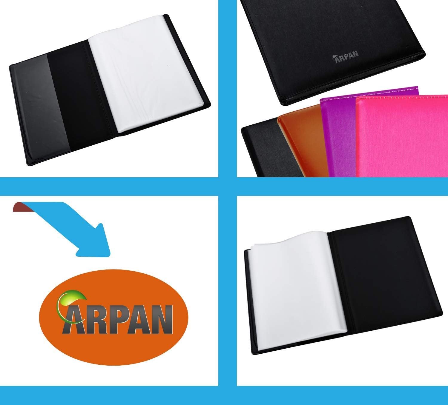 Arpan High-Quality Black A4 Professional Display Book Folder for Presentation, Artwork, Interviews, CVS - A4 Display Folder with 48 Pockets (96-Side)