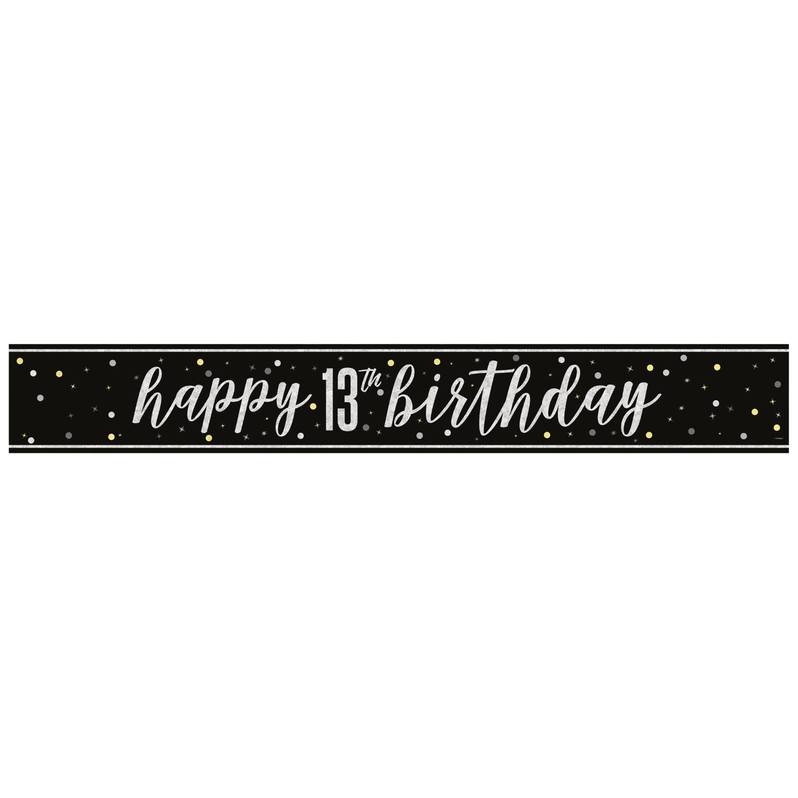Unique Glitz Black 13th Birthday Banner - 2.74m Foil 1