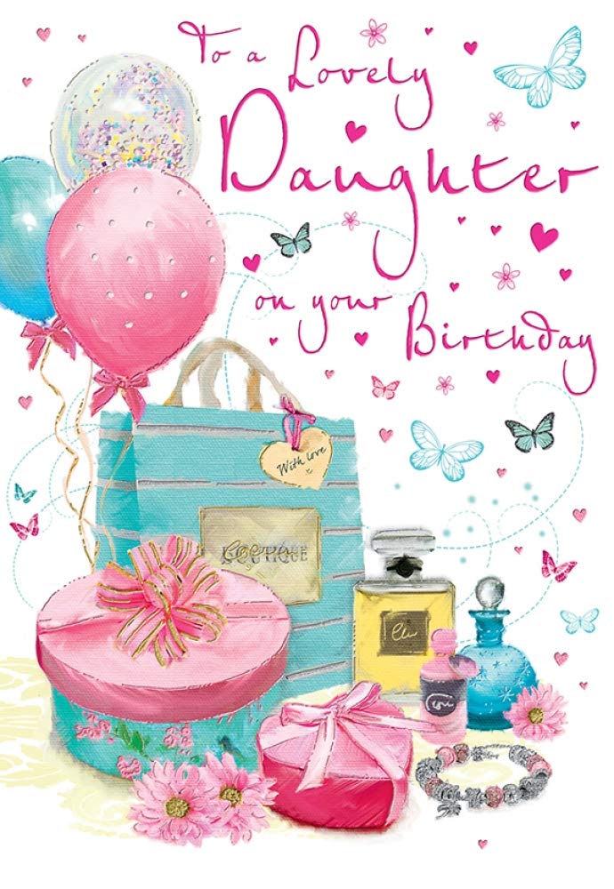 Piccadilly Greetings Daughter Birthday Card | 9 x 6 Inches | Pink | Made in the UK 1