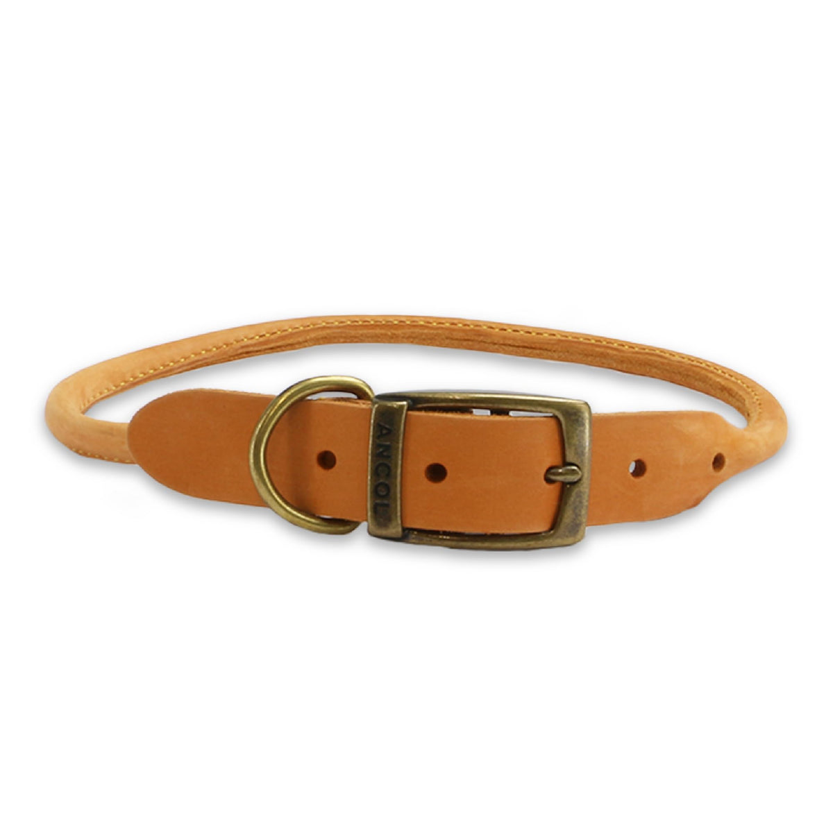 Ancol Timberwolf Round Leather Dog Collar - Mustard, 50-59 cm
