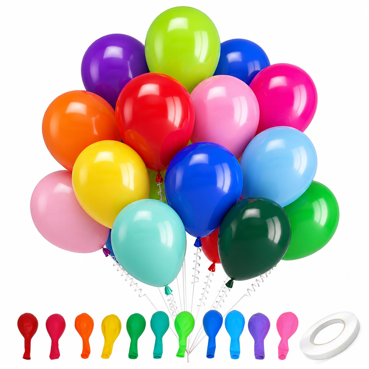 ARISTER Rainbow Balloons - 50 Pack, 12 Inch, Multicolour Latex