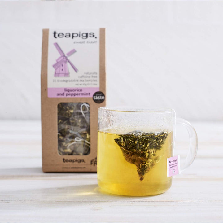 Teapigs Liquorice and Peppermint Tea - 50 Whole Leaf Tea Bags, Naturally Caffeine-Free Herbal Infusion