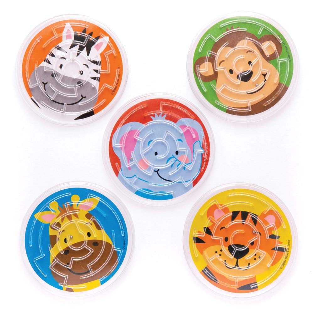 Baker Ross - Jungle Chums Maze Games (Pack of 6) Plastic Animal Puzzle Ball Game 1