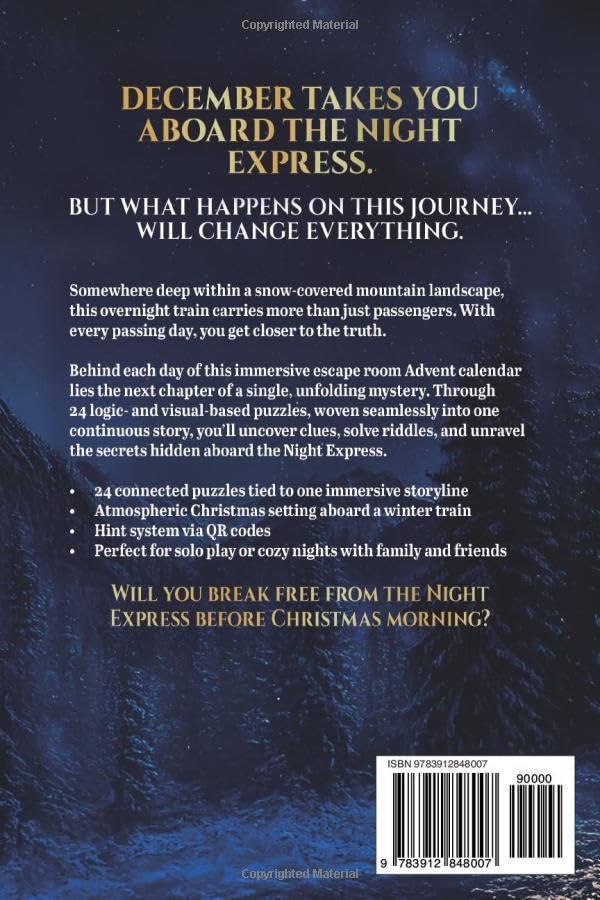 Escape Room Advent Calendar for Adults: Trapped on the Night Express - 24 Puzzles, Paperback