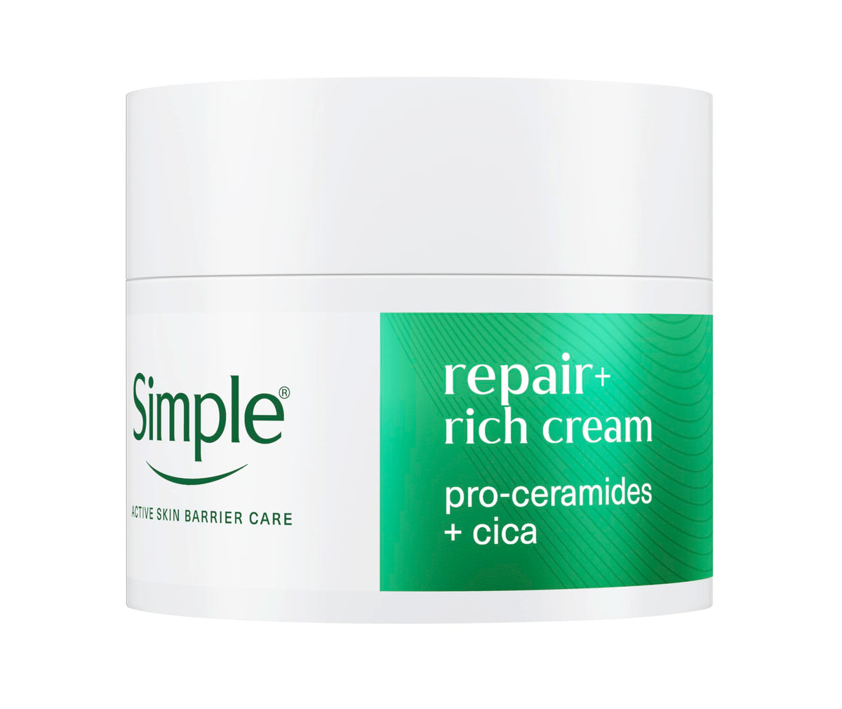 Simple Repair+ Rich Face Cream - Pro-Ceramides & Cica for Redness Relief, 50 ml