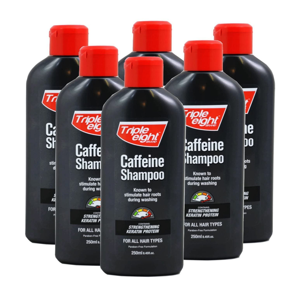 Triple Eight Caffeine Shampoo for All Hair Types - 250ml, Pack of 6