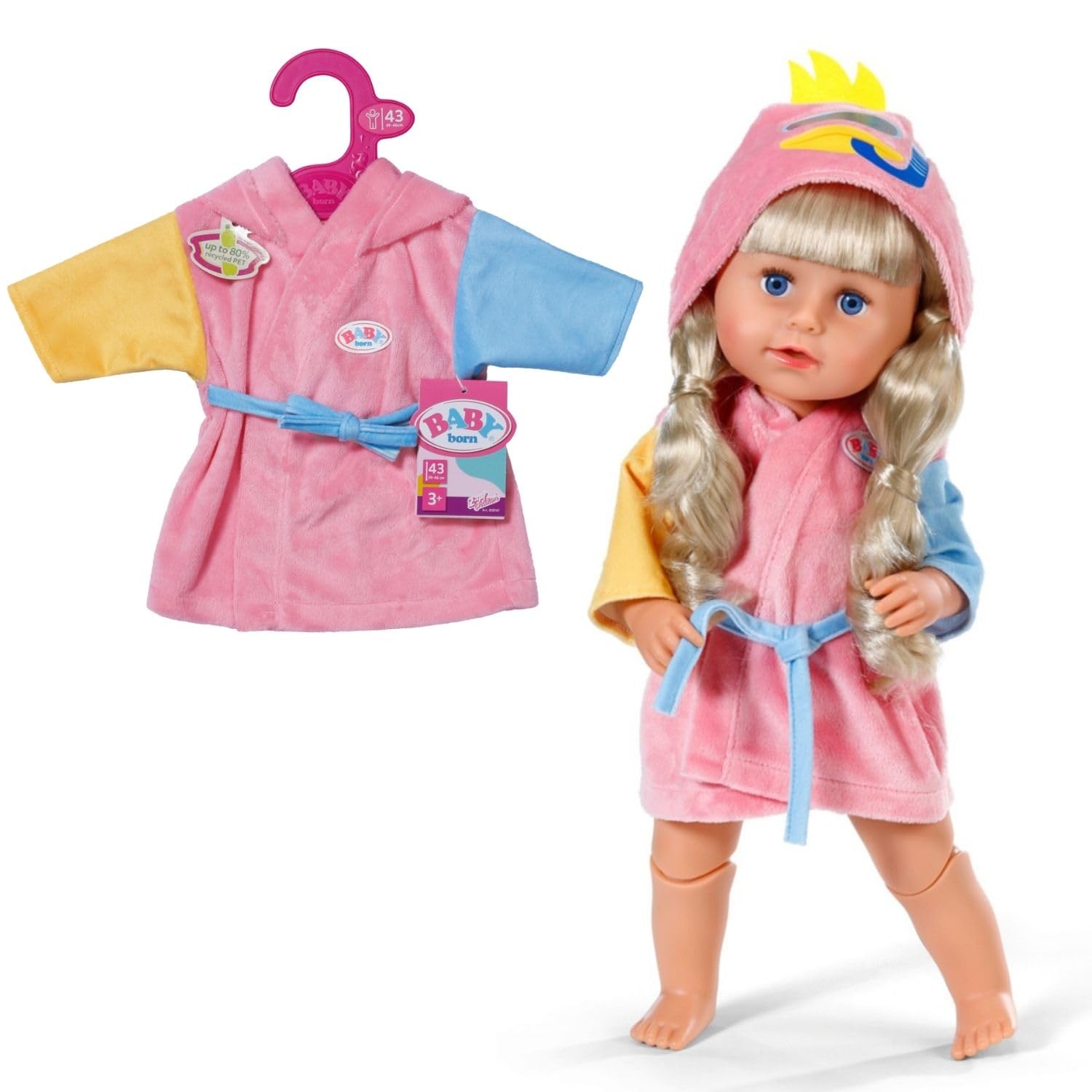 BABY born Bathrobe for 43cm Dolls - Pink Duck Hood | Polyester | Ages 3+ 1