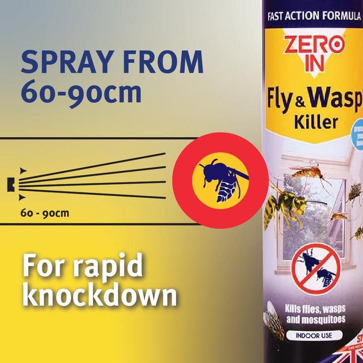 Zero In Fly and Wasp Killer - 300 ml Aerosol Spray for Flying Insects