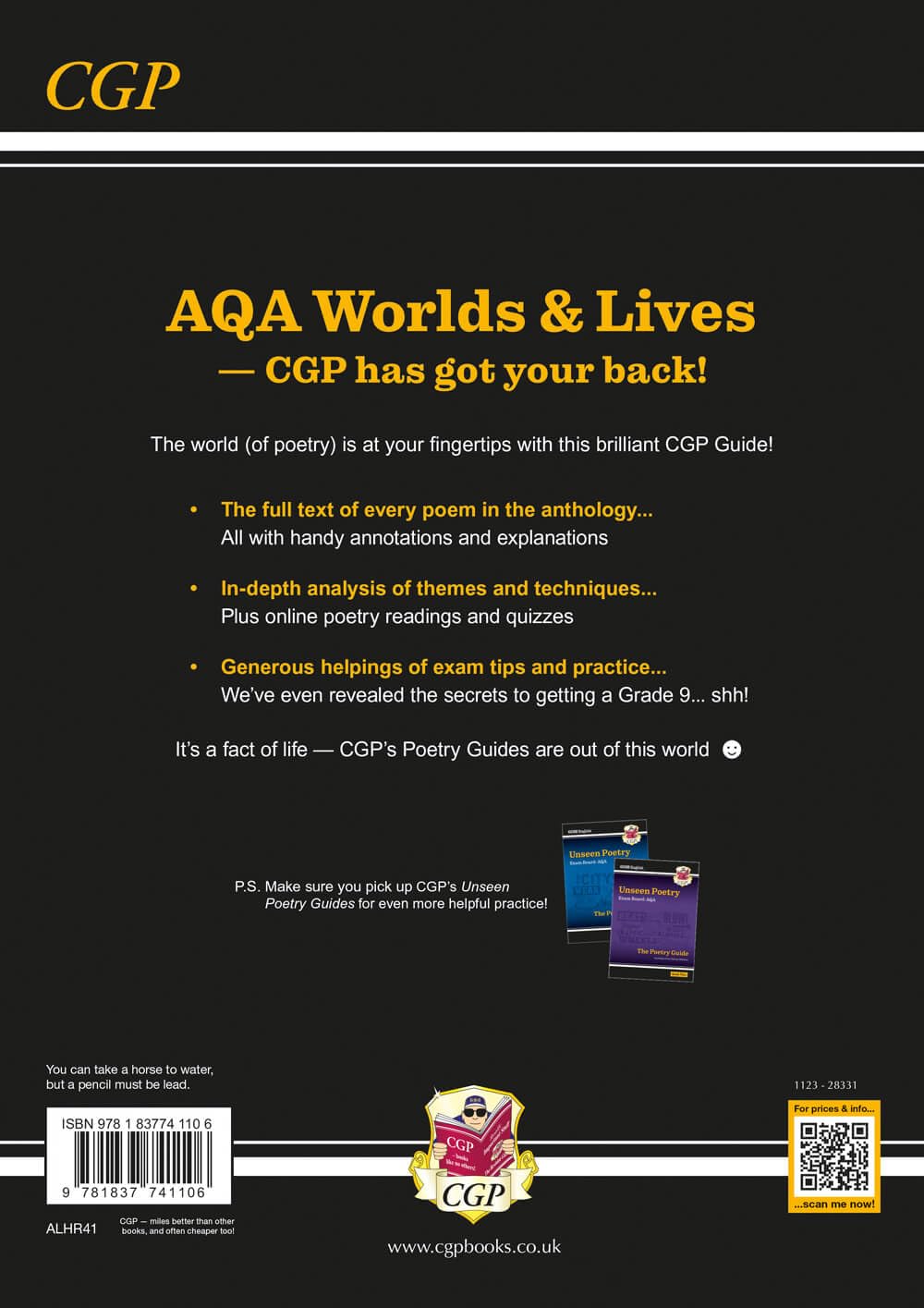 CGP GCSE English AQA Poetry Guide - Worlds & Lives Anthology (Paperback)