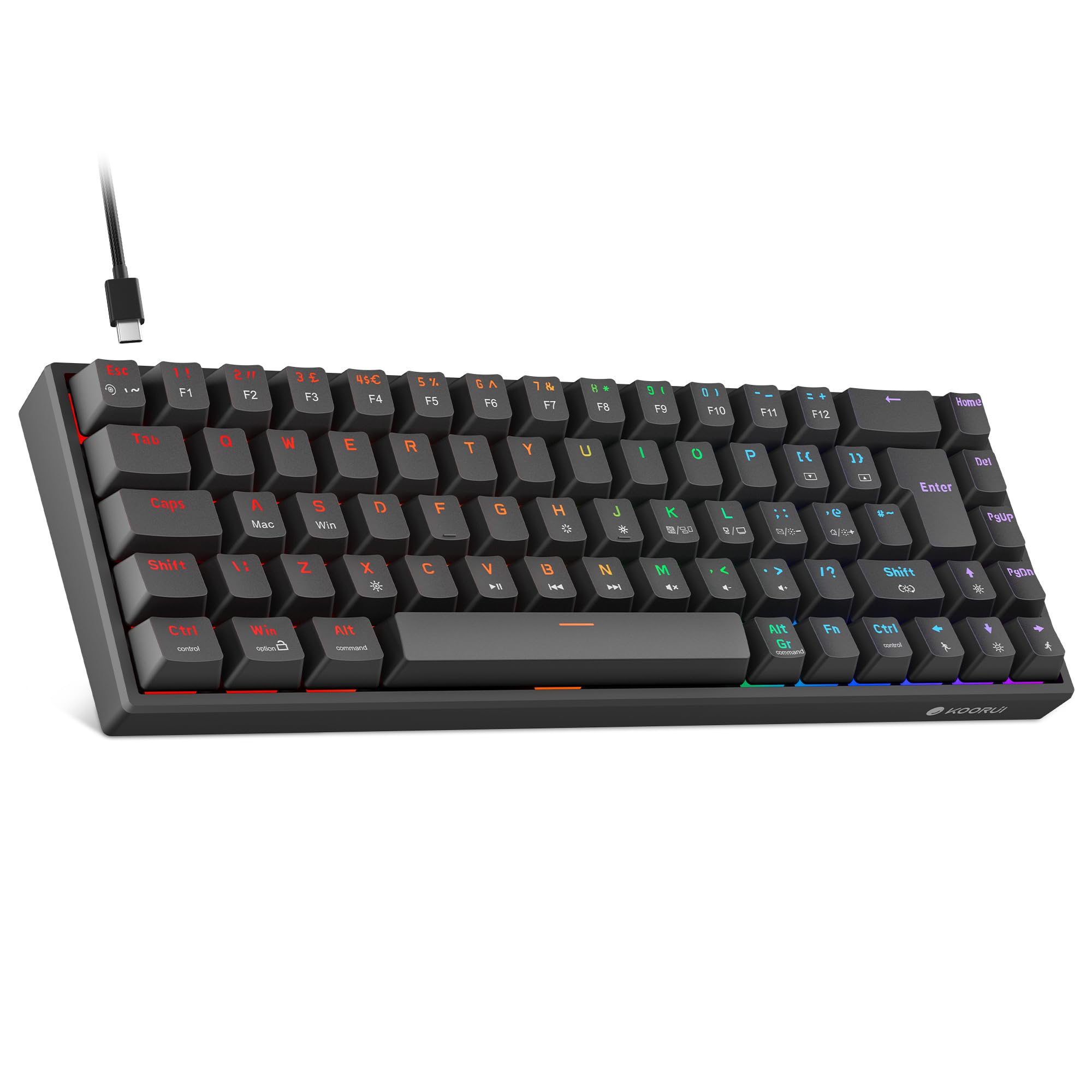 KOORUI MKC01 69-Key Mechanical Gaming Keyboard with RGB Backlighting (Red Switch, USB-C)