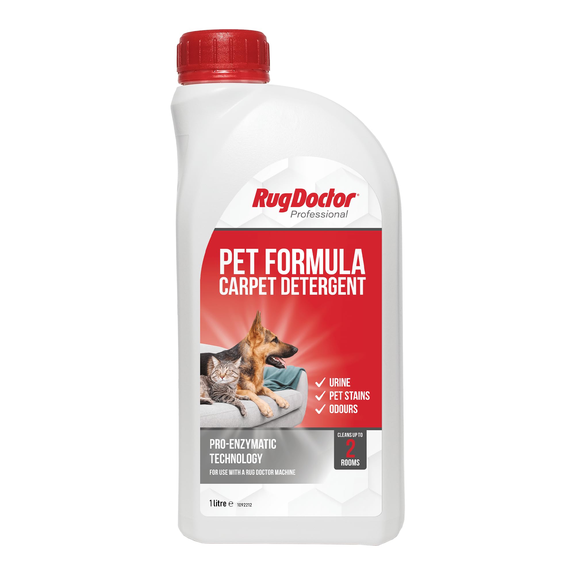 Rug Doctor Pet Formula Carpet Detergent - Pro-Enzymatic Cleaning | 1L | Wool Friendly