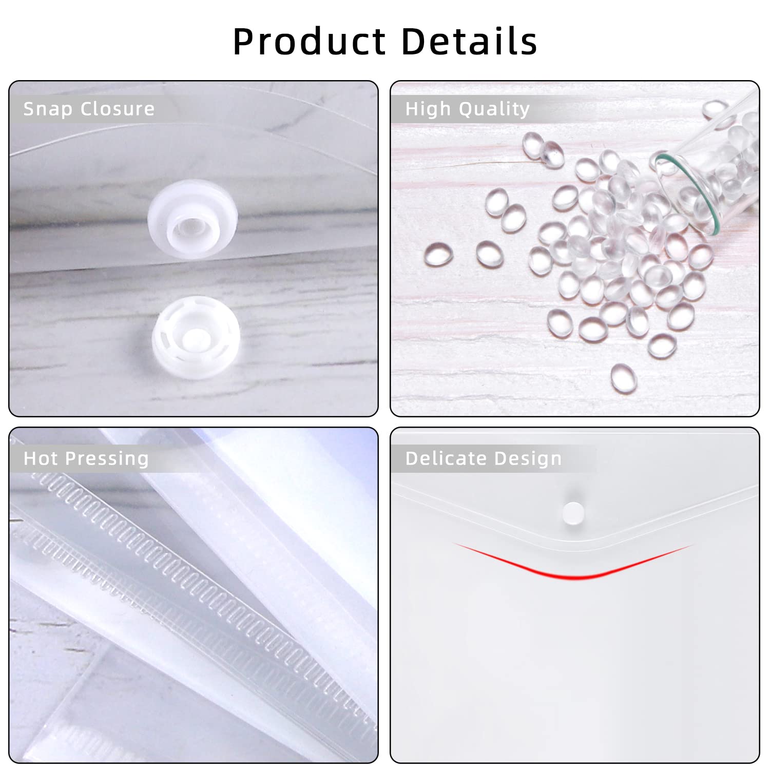 GoodtoU Clear Plastic Wallets A4 Document Folders with Popper Closure | Pack of 36 | Plastic 6