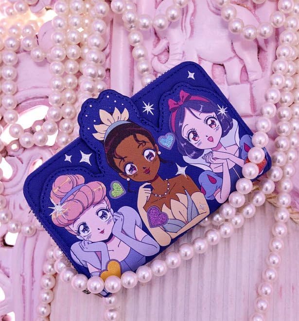 Loungefly Disney Princess Manga Style Zip Around Wallet Blue