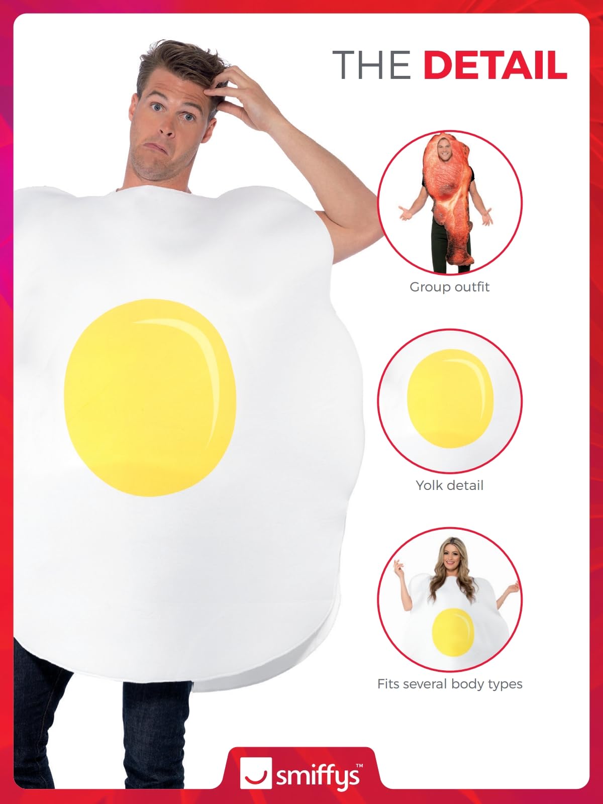 Smiffys Egg Costume - Funny Fancy Dress Tabard | Unisex Adult One Size 3