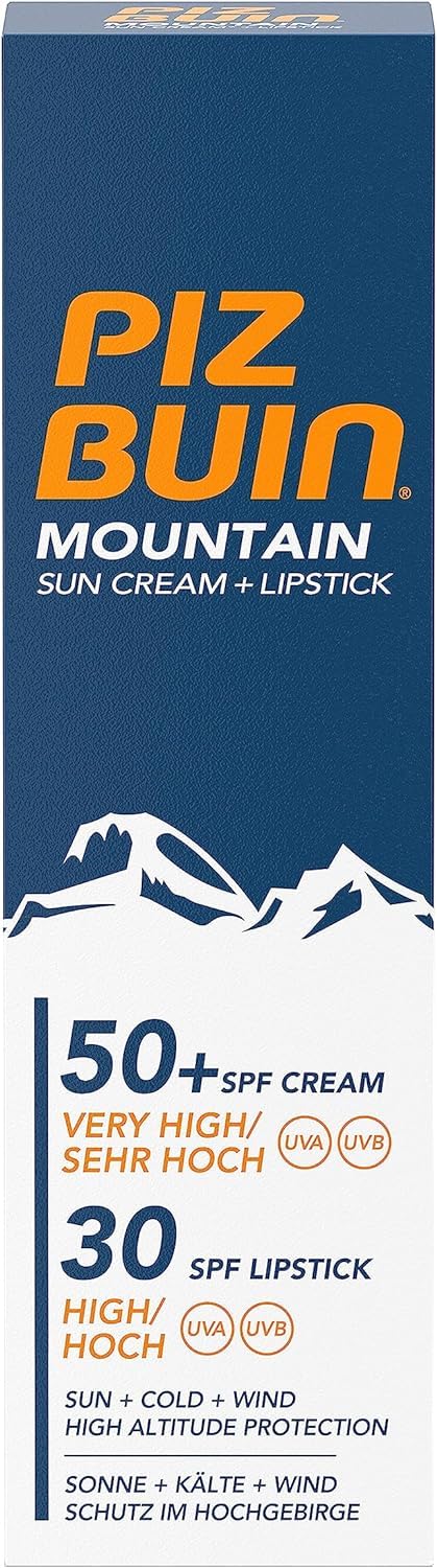Piz Buin Mountain Face Suncream SPF 50+ and Lipstick SPF 30 2-in-1 - High Altitude Protection | 20ml
