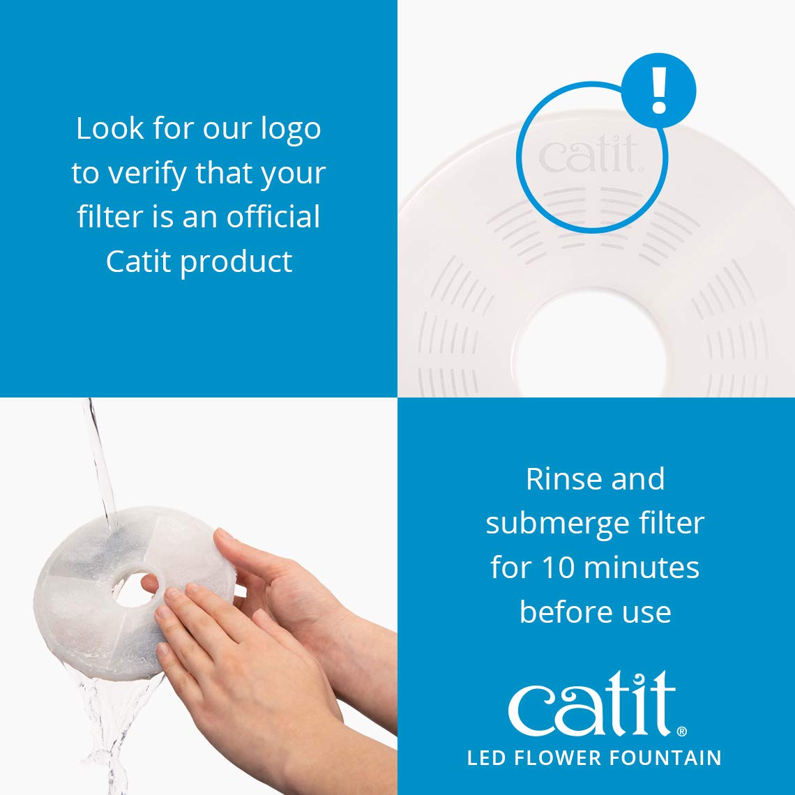 Catit Flower Water Fountain 43747W with LED Nightlight | Triple Action Filtration 8