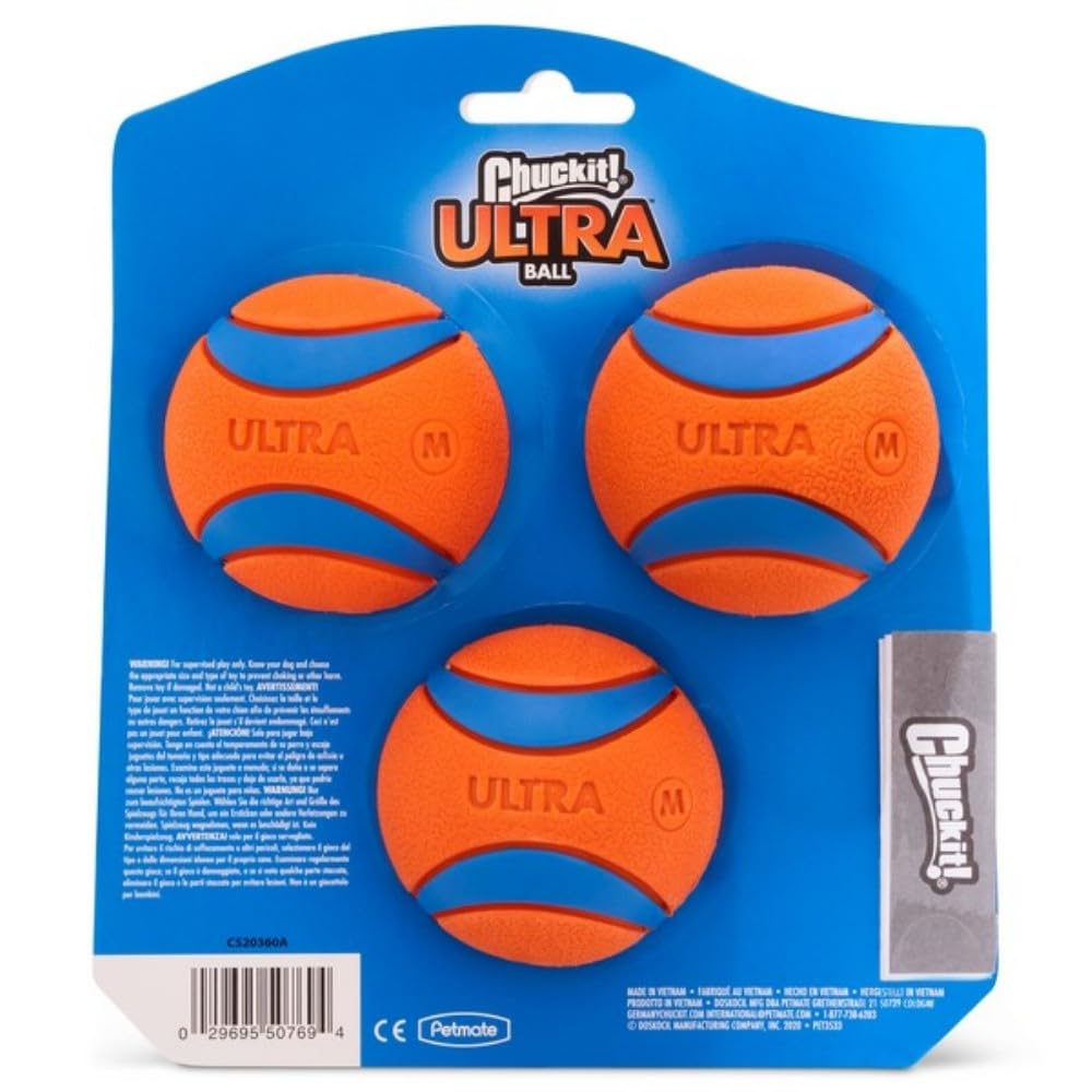 Chuckit! Ultra Ball Dog Toy - Durable Rubber, High Bounce, Launcher Compatible | 3 Pack, Medium