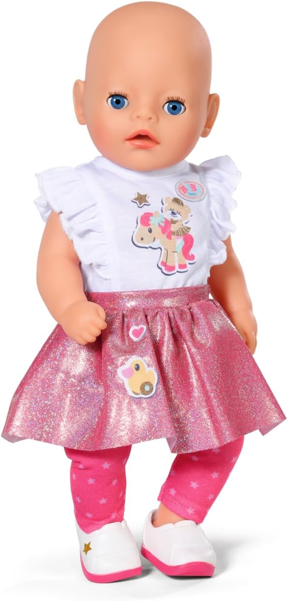 BABY born Little Everyday Outfit 836330 - Pink Star-Print 2-in-1 Dress & Top with Leggings and Shoes 3