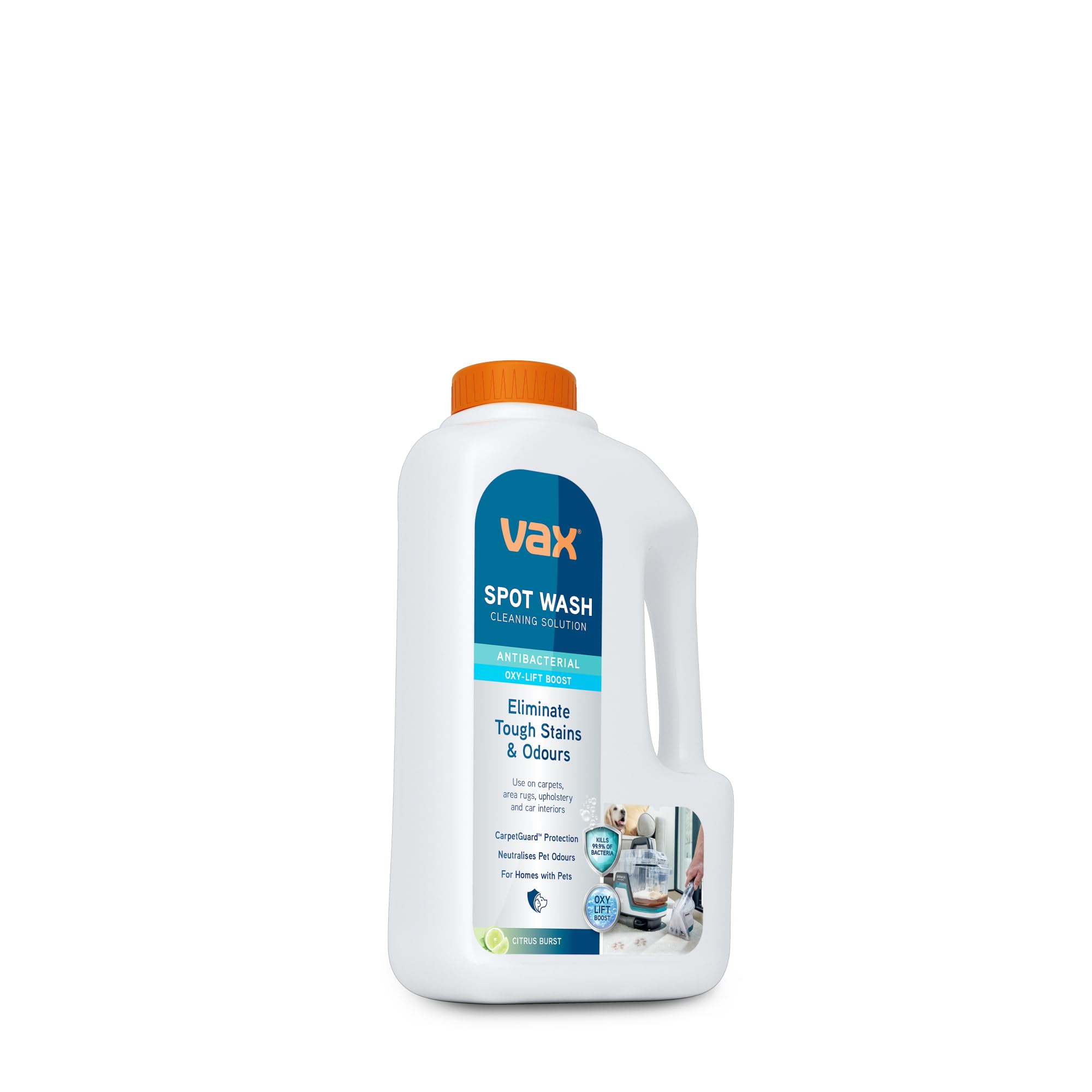 Vax SpotWash Antibacterial Carpet Cleaner Solution - 1L | Kills 99.9% Bacteria | Citrus Burst Scent 1