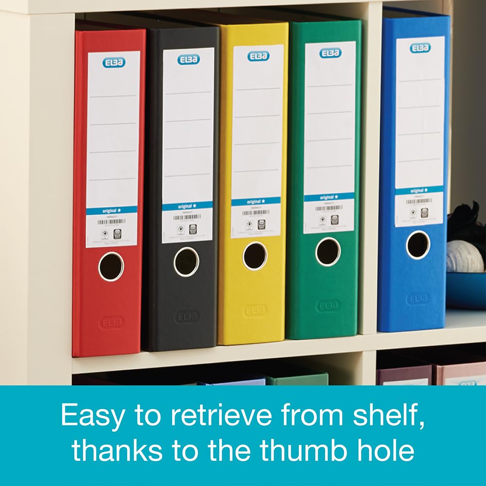 Elba A4 Lever Arch File - 80mm Spine, 570 Sheet Capacity | Durable Paperboard | Red 5