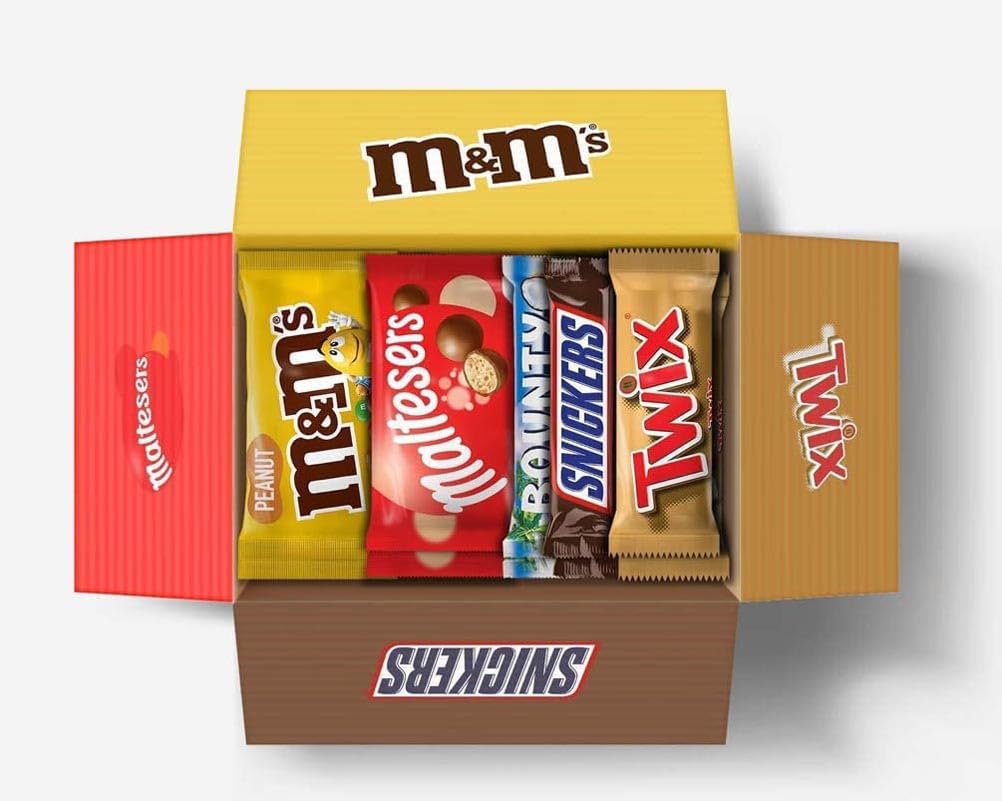 Mixed Bulk Chocolate Box with Snickers, Twix, M&M's Peanuts, Maltesers & Bounty - 30 Full-Size Bars