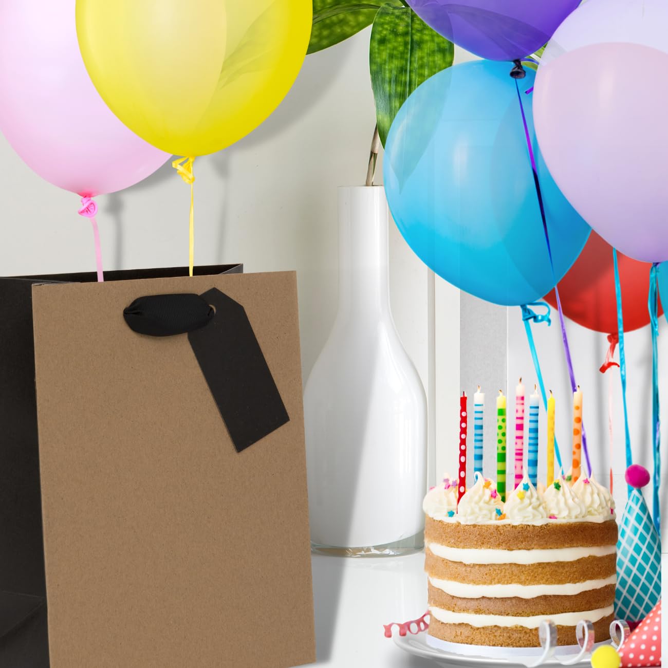 Glick Luxury Medium Gift Bag for Birthdays & Celebrations | Black | 225x200x100mm