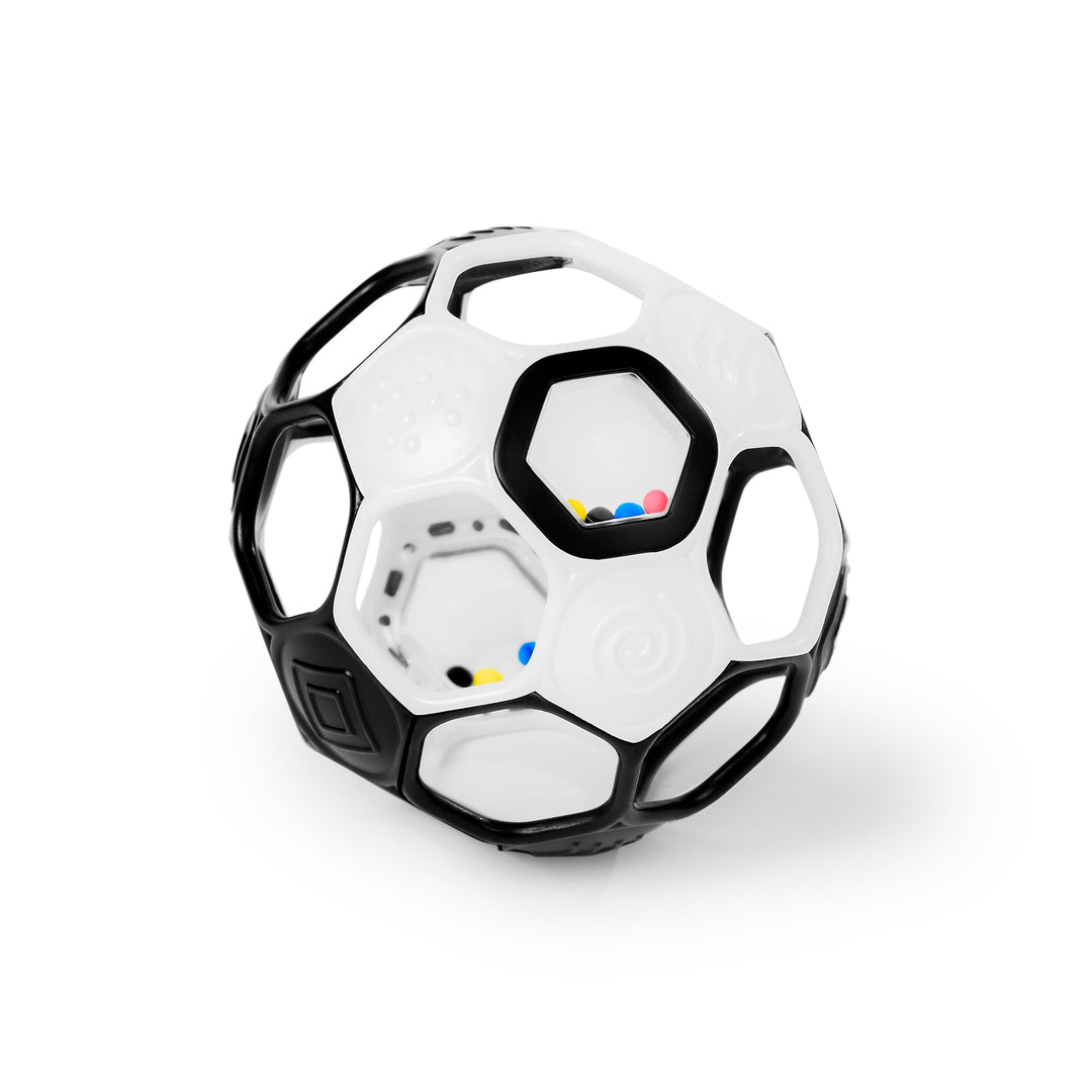 Bright Starts Oball Grippin' Goals Rattle Football Baby Ball - Black & White, 0-3 Years
