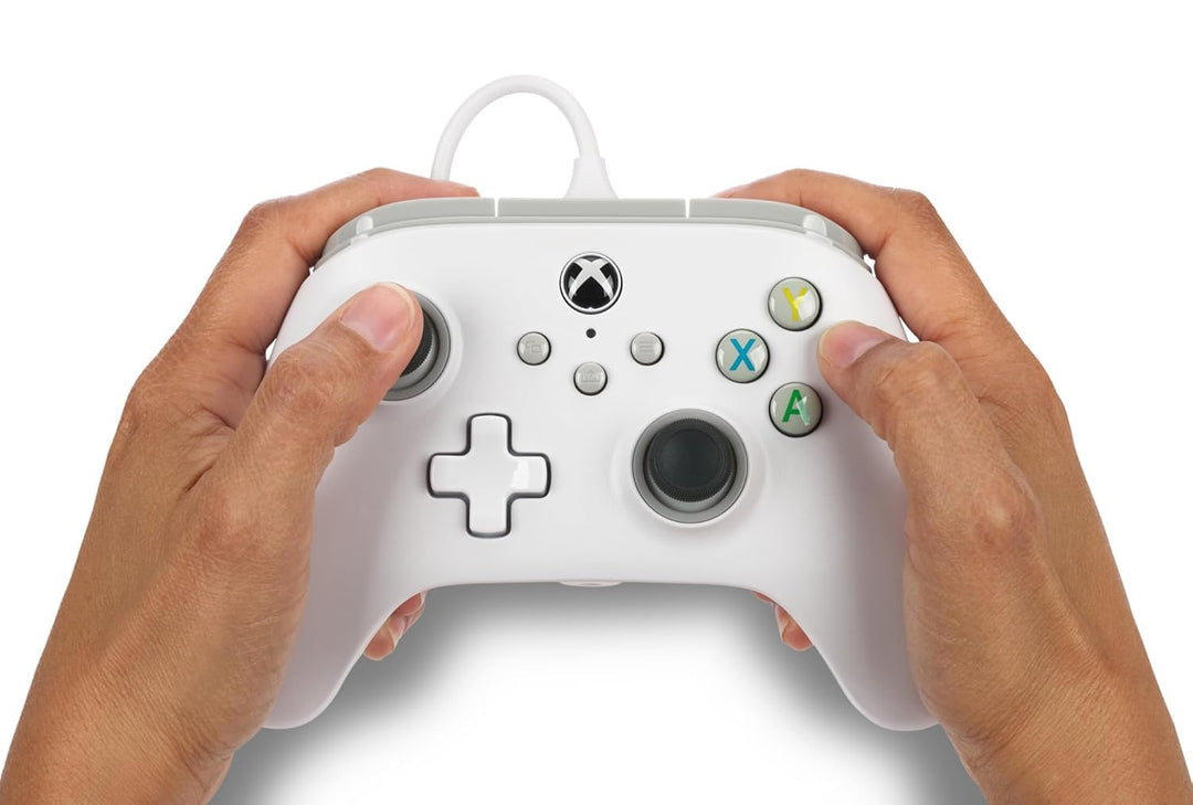 PowerA Wired Controller for Xbox Series X|S, Xbox One, PC - Officially Licensed, Dual Rumble, 10ft Cable, 3.5mm Headset Jack - White