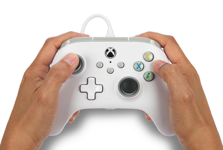 PowerA Wired Controller for Xbox Series X|S, Xbox One, PC - Officially Licensed, Dual Rumble, 10ft Cable, 3.5mm Headset Jack - White