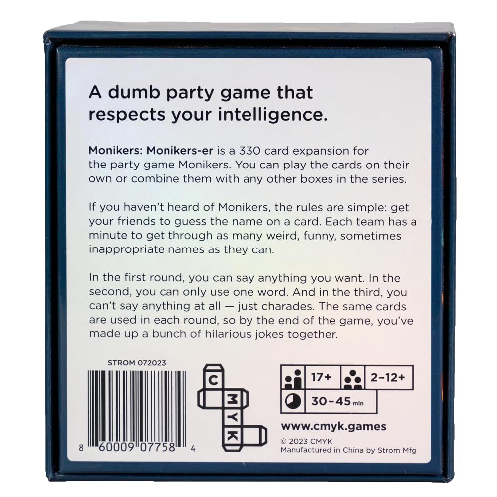 CMYK Monikers: Monikers-er Party Game | 330 Cards | Ages 17+ | 2-20+ Players 2