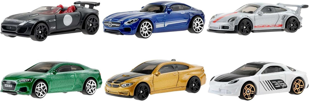 Hot Wheels European Car Culture Multipack - 6 Premium 1:64 Scale Toy Cars for Kids 3+ & Collectors