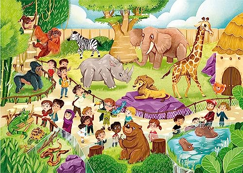 Clementoni Supercolor Puzzle - Zoo Animals - 2 x 60 Pieces for Kids Ages 5+