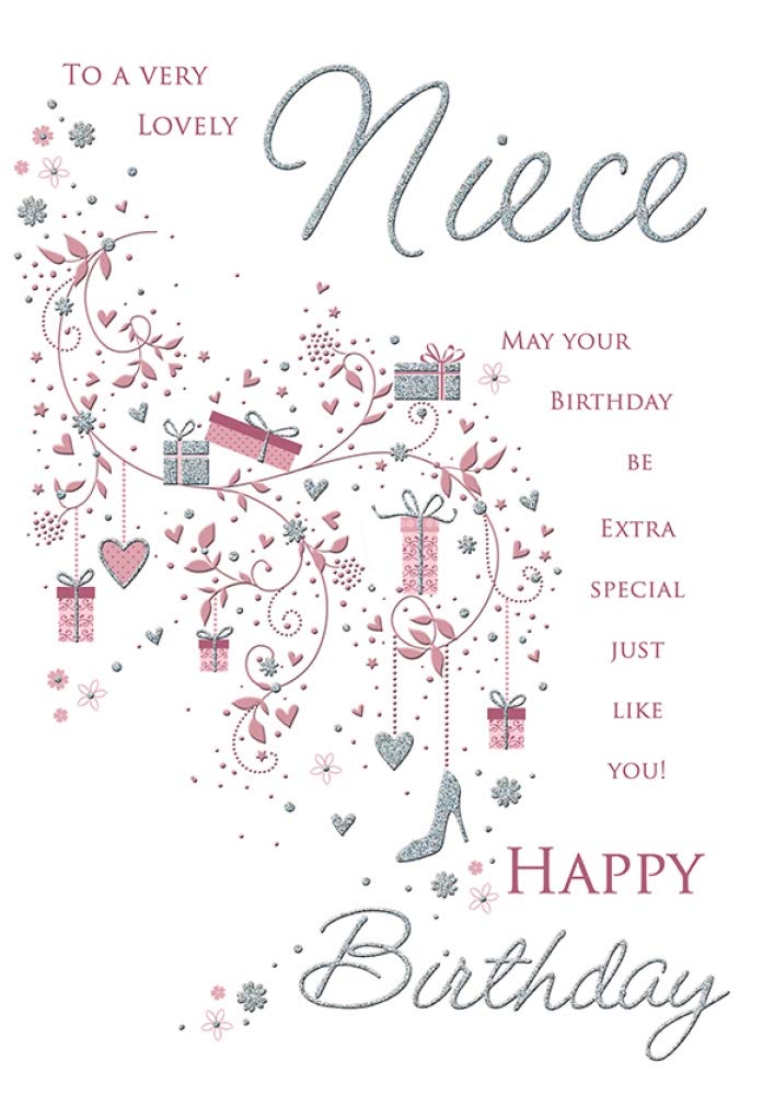 Piccadilly Greetings Contemporary Birthday Card for Niece | 9 x 6 Inches | Blue and Green