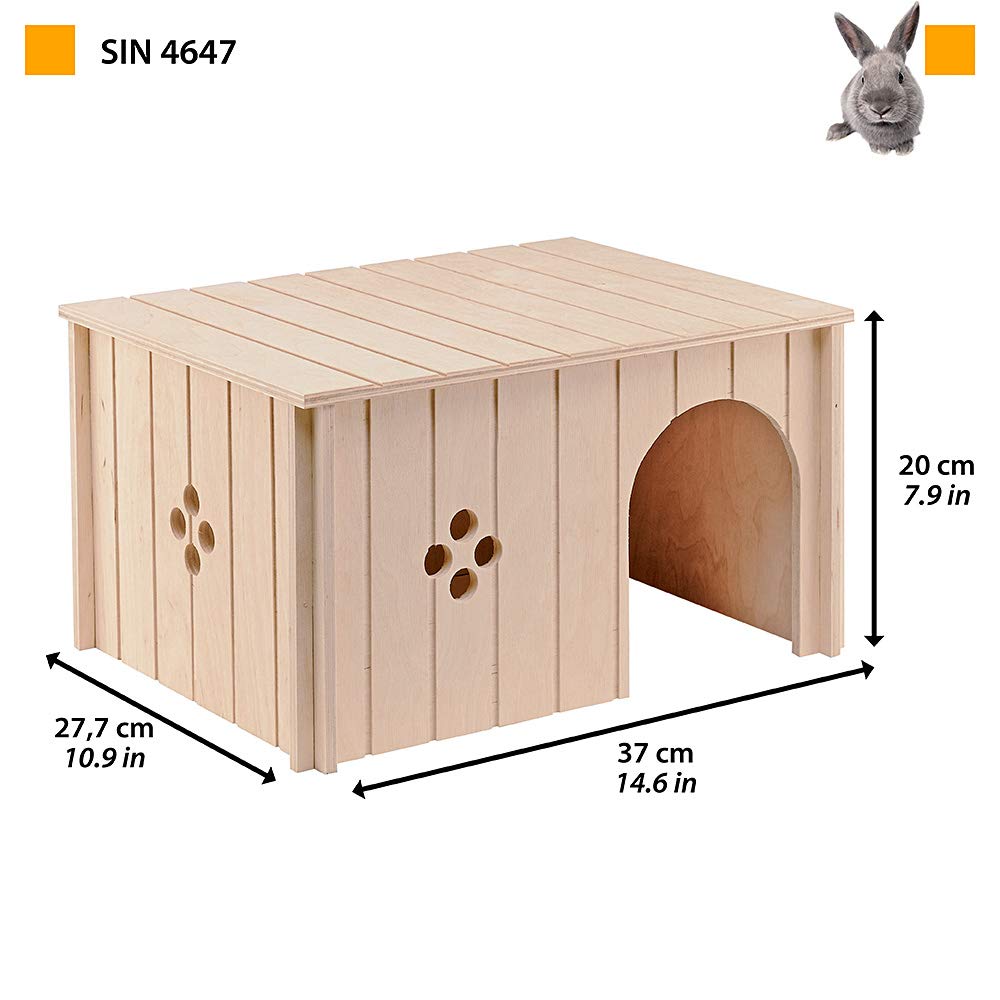 Ferplast Wooden Small Animal House SIN 4647 | Tool-Free Assembly | FSC-Certified Wood | 37 x 27.7 x 20 cm