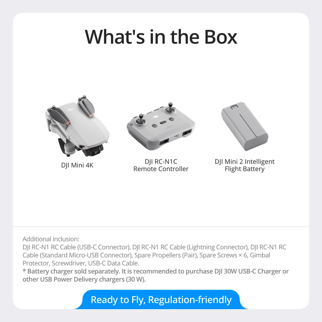 DJI Mini 4K Drone with 4K Camera, 3-Axis Gimbal, Under 249g, 10km HD Transmission - 4K